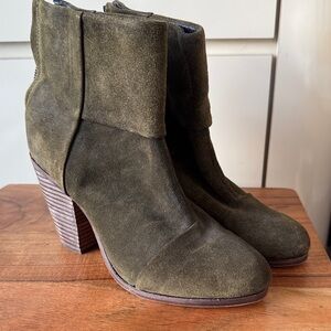 Rag & Bone Dark Olive Suede Heeled Boots